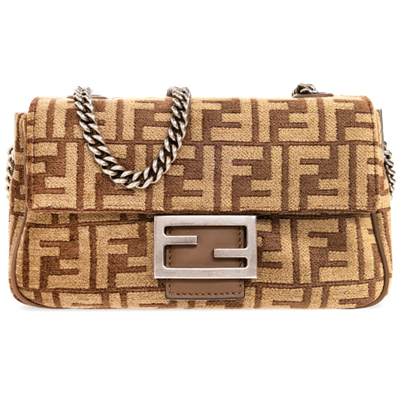 $3100 NEW Fendi Baguette Chain Midi FF jacquard logo fabric bag purse NWT - Picture 1 of 16